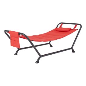 Belden Park Polyester Hammock with Stand and Pillow for Outdoor Patio, Multi color, Assembled Length 90.55"