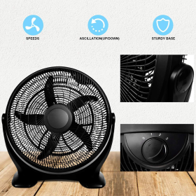 Simple Deluxe 18 Inch 3-Speed Plastic Floor Fans Oscillating Quiet for Home Commercial, Residential, and Greenhouse Use, Outdoor/Indoor, Black