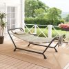 Belden Park Polyester Hammock with Stand and Pillow, Brown 90.55" L x 38" W x 32" H