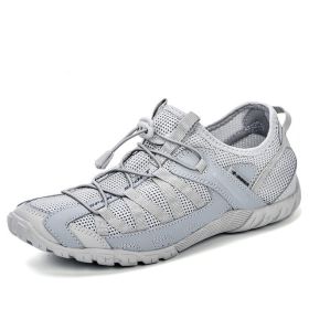 Lightweight Comfortable Men's Casual Shoes With Breathable Mesh Surface (Option: Light Grey-46)