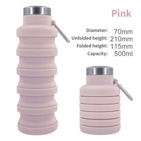 500ml outdoor retractable water bottle portable collapsible silica gel sports cup (Color: A02 500Ml, Capacity: As Shown)