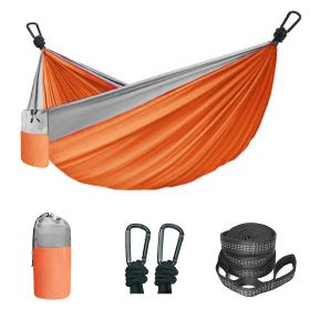 Camping Hammock Double & Single Portable Hammock With 2 Tree Straps And 2 Carabiners; Lightweight Nylon Parachute Hammocks Camping Accessories Gear (Color: Orange, size: 106.3X55.12Inch)