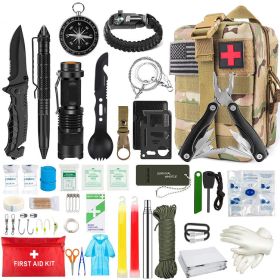 Outdoor SOS Emergency Survival Kit Multifunctional Survival Tool Tactical Civil Air Defense Combat Readiness Emergency Kit (Color: Cp, Ships From: China)