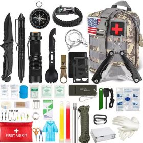 Outdoor SOS Emergency Survival Kit Multifunctional Survival Tool Tactical Civil Air Defense Combat Readiness Emergency Kit (Color: Acu, Ships From: China)