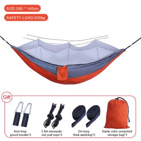 Sleeping hammock Outdoor Parachute Camping Hanging Sleeping Bed Swing Portable Double Chair wholesale (Color: Upgrade Orange Gray, Ships From: China)