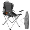 Foldable Camping Chair Heavy Duty Steel Lawn Chair Padded Seat Arm Back Beach Chair 330LBS Max Load with Cup Holder Carry Bag